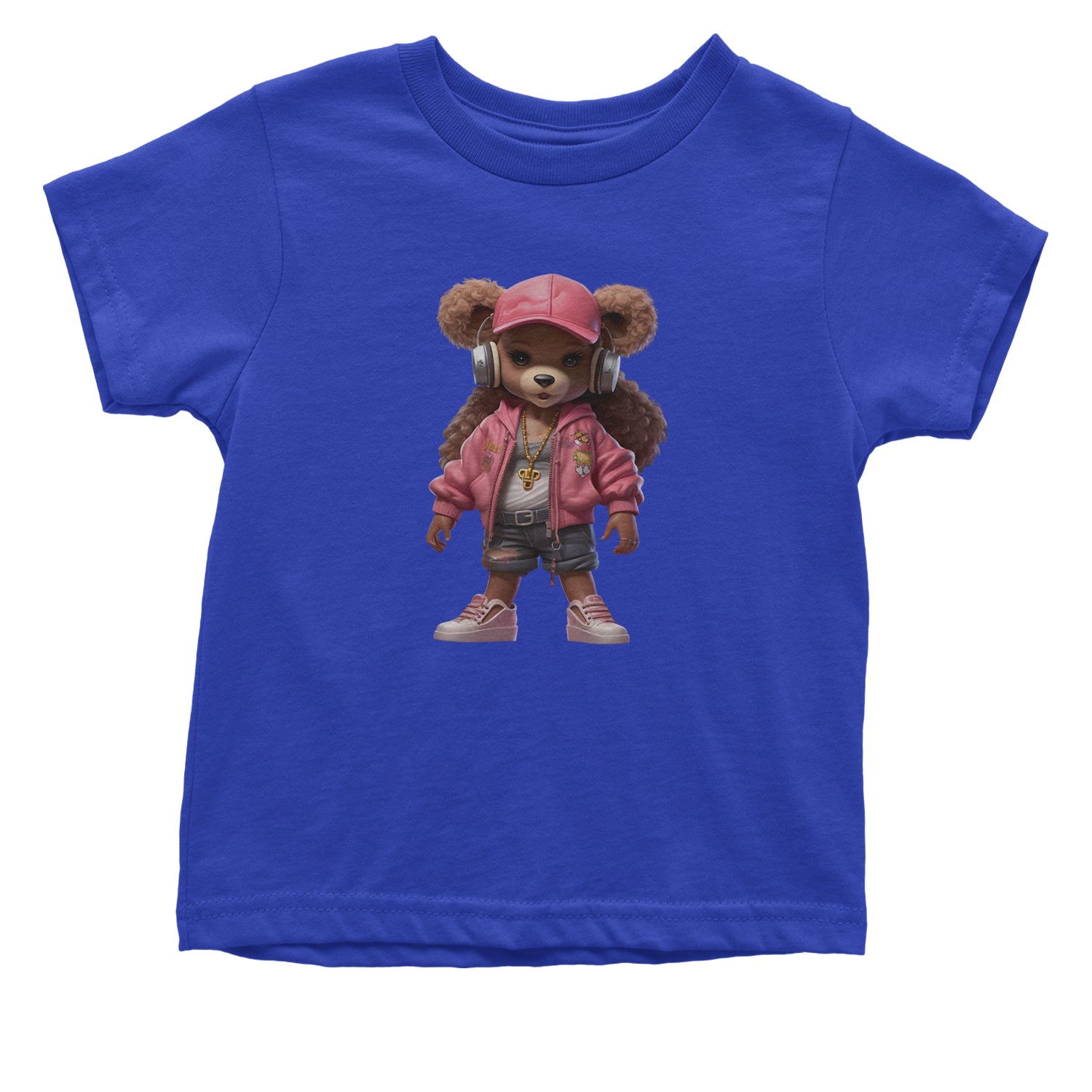 Pink Female Urban Graffiti Bear Infant One-Piece Romper Bodysuit Or Toddler T-shirt Royal Blue