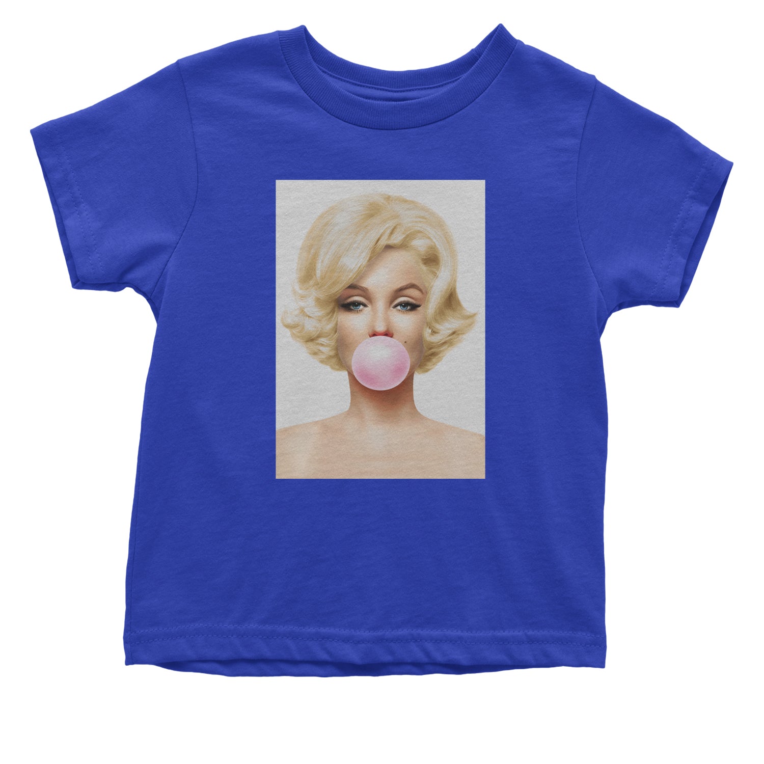 Ms. Monroe Pink Bubble Gum American Icon Infant One-Piece Romper Bodysuit and Toddler T-shirt Royal Blue