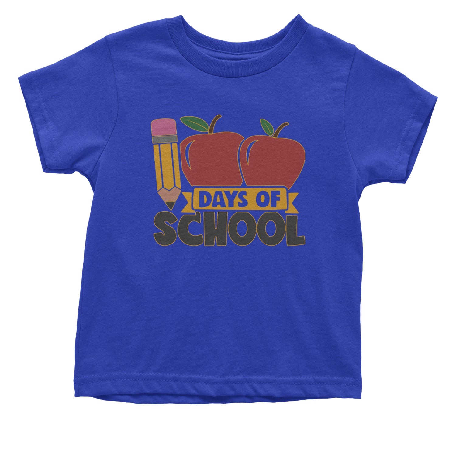 100 Days Of School Apple Pencil Infant One-Piece Romper Bodysuit and Toddler T-shirt Royal Blue