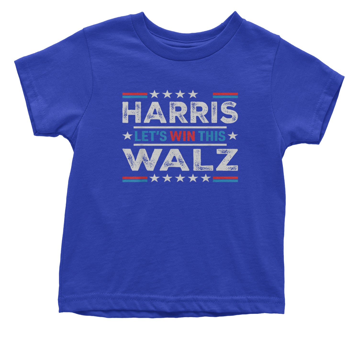 Kamala Harris and Tim Walz For President Infant One-Piece Romper Bodysuit and Toddler T-shirt Royal Blue