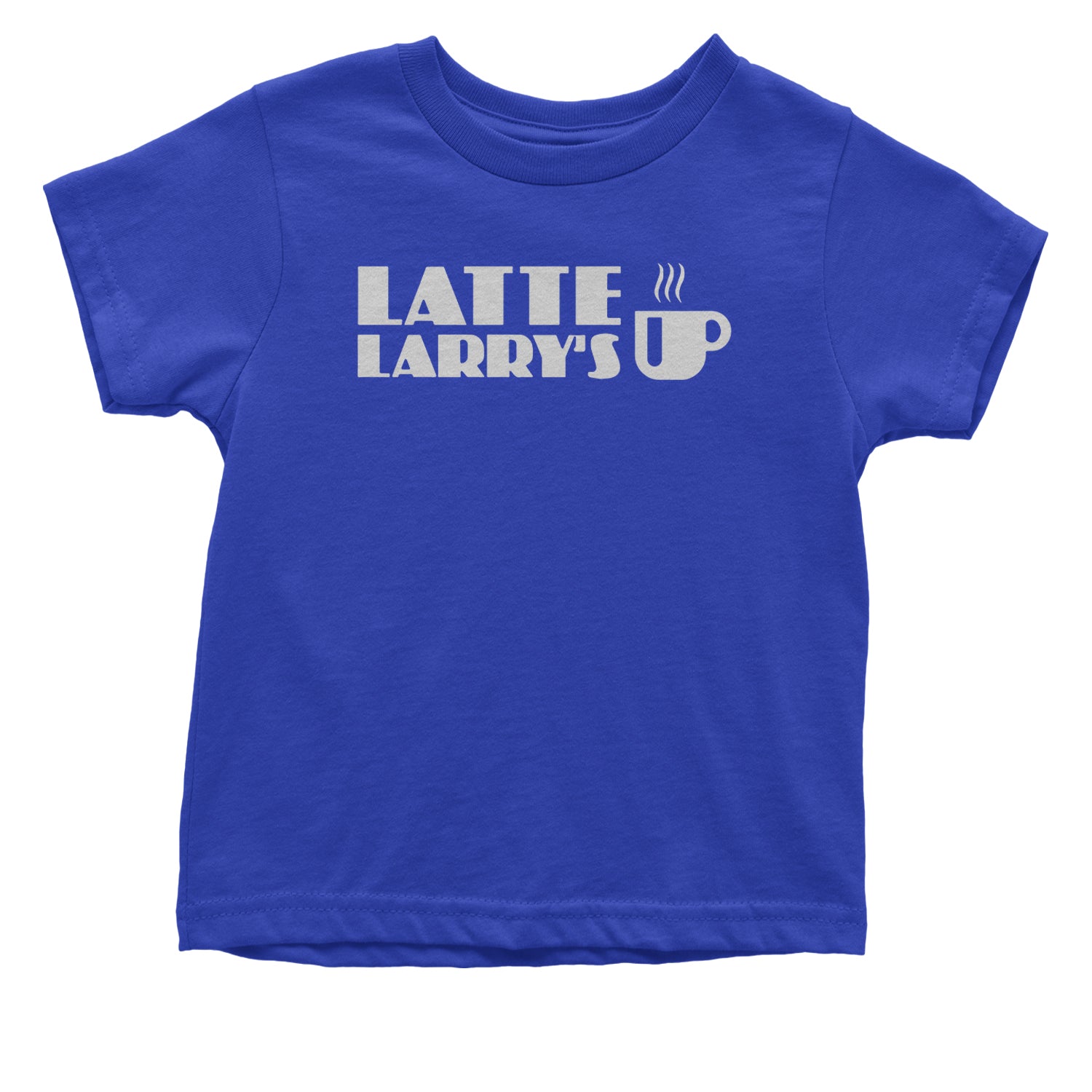 Latte Larry's Enthusiastic Coffee Infant One-Piece Romper Bodysuit and Toddler T-shirt Royal Blue