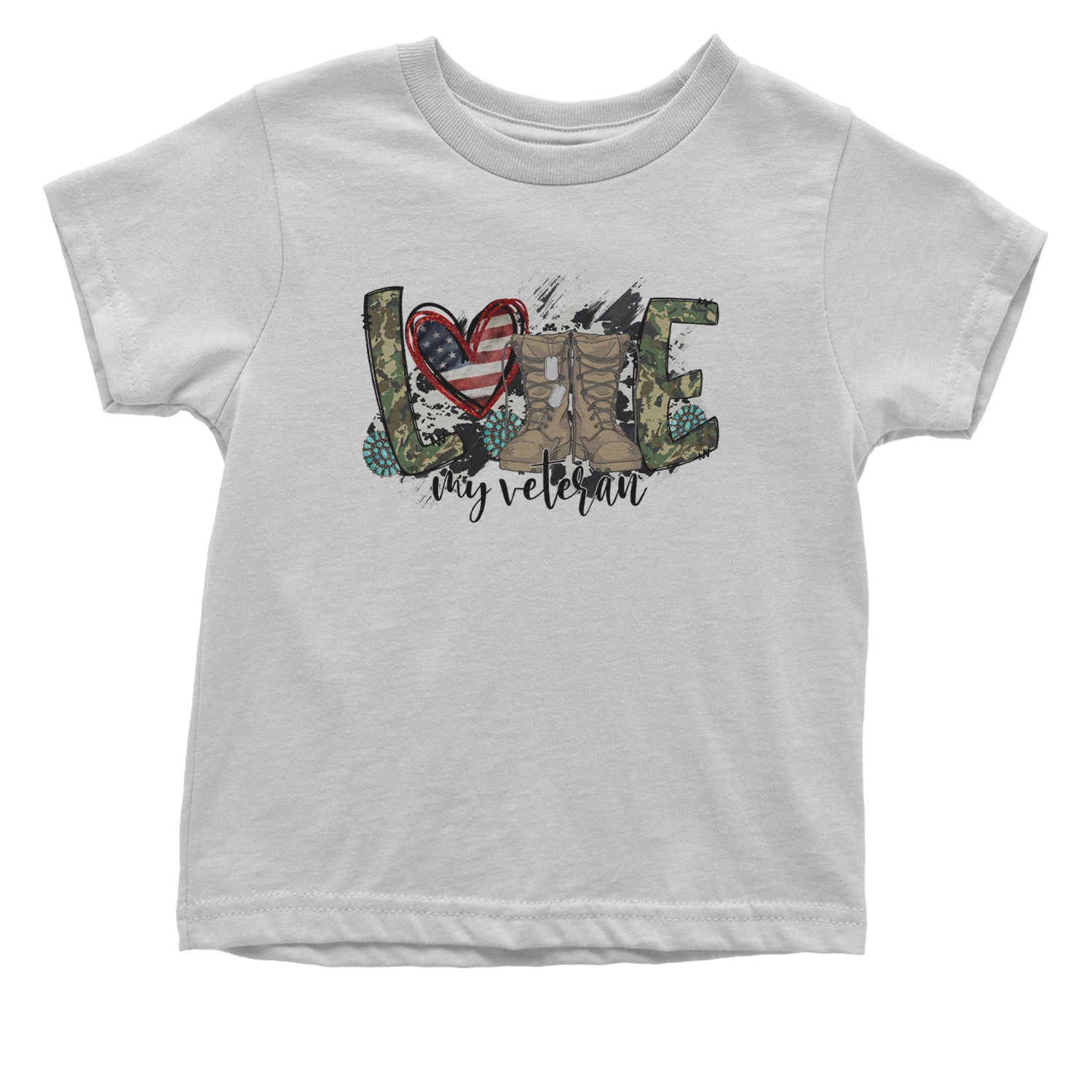 Love My Veteran Honor Veterans Day Infant One-Piece Romper Bodysuit and Toddler T-shirt White