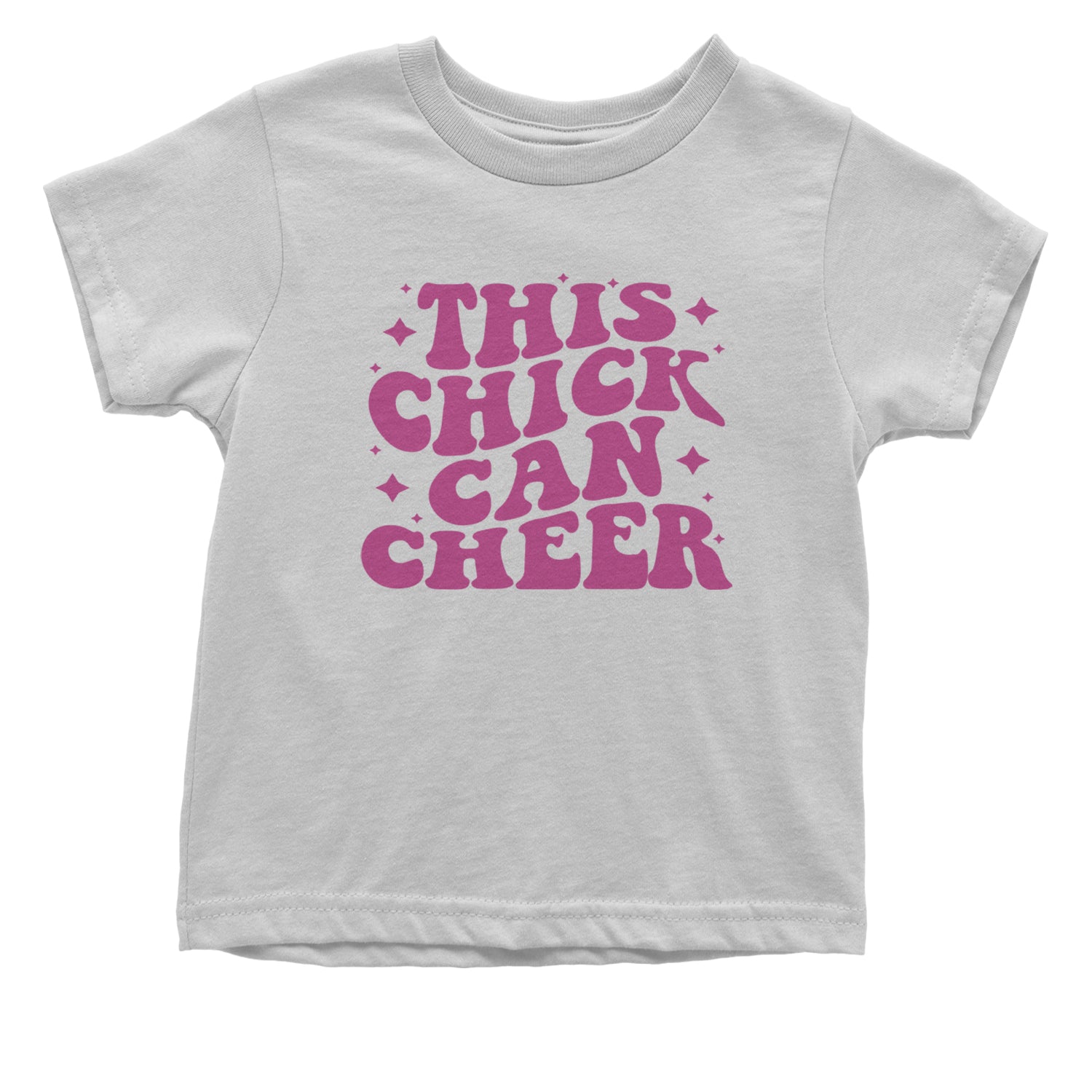 This Chick Can Cheer Infant One-Piece Romper Bodysuit and Toddler T-shirt White