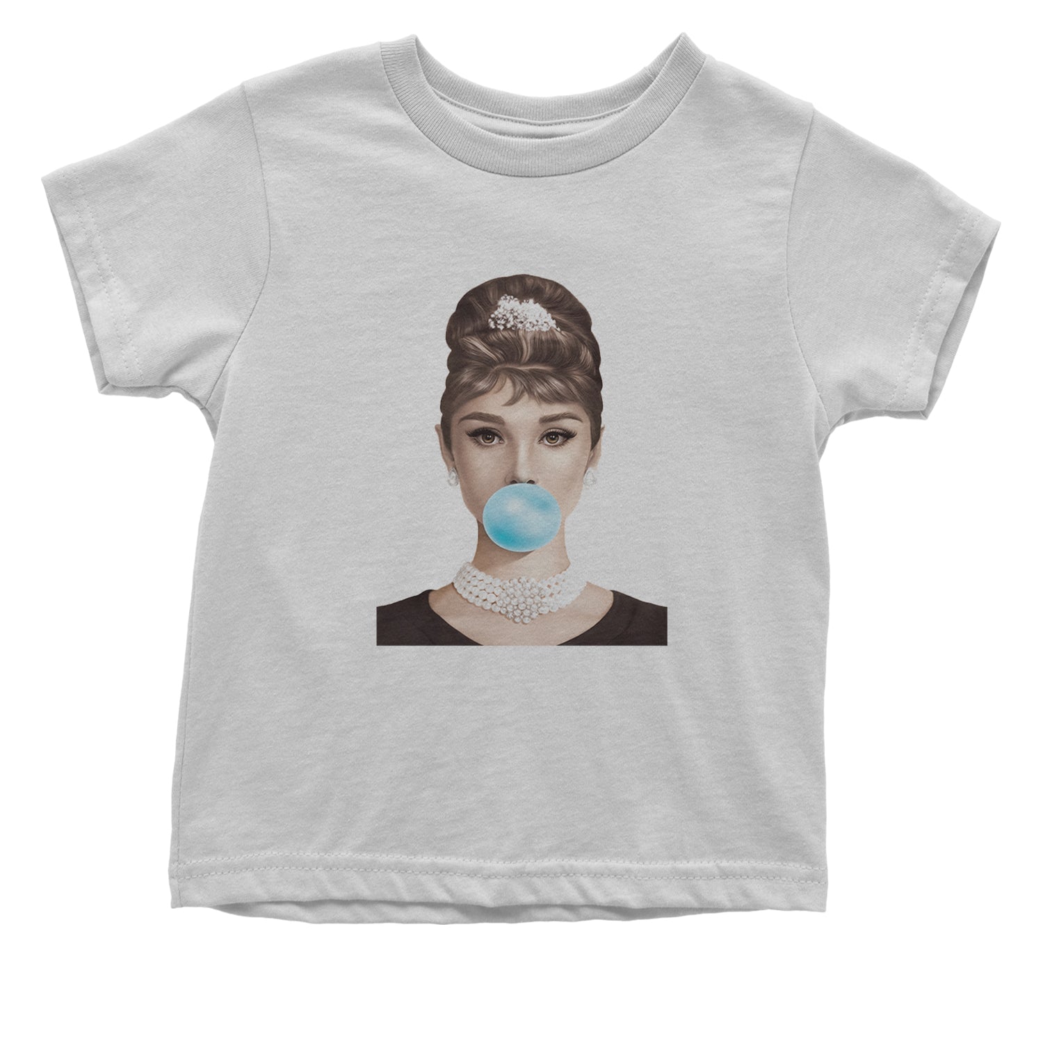 Audrey Hepburn Chewing Bubble Gum American Icon Infant One-Piece Romper Bodysuit and Toddler T-shirt White