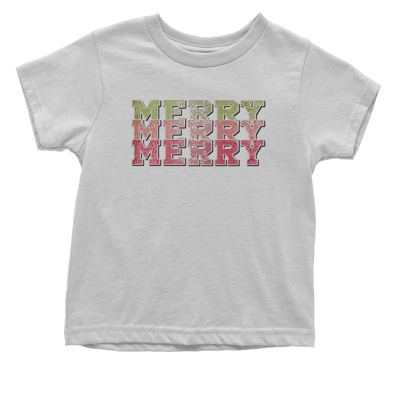 Merry Merry Merry Faux Sequins Infant One-Piece Romper Bodysuit and Toddler T-shirt White