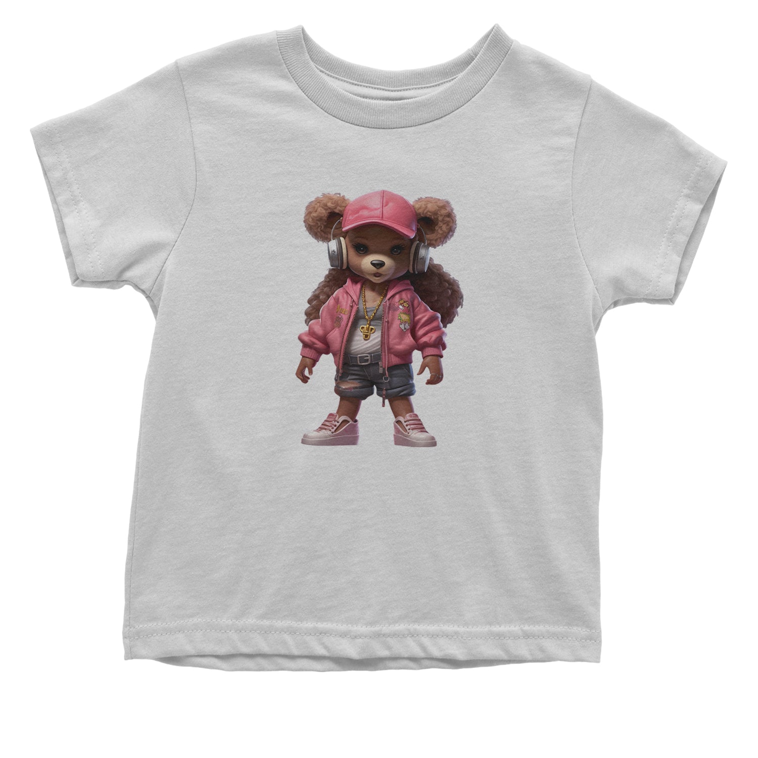 Pink Female Urban Graffiti Bear Infant One-Piece Romper Bodysuit Or Toddler T-shirt White