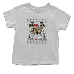 Home Malone Ugly Christmas graphic on Onesie and Toddler T-Shirt in White
