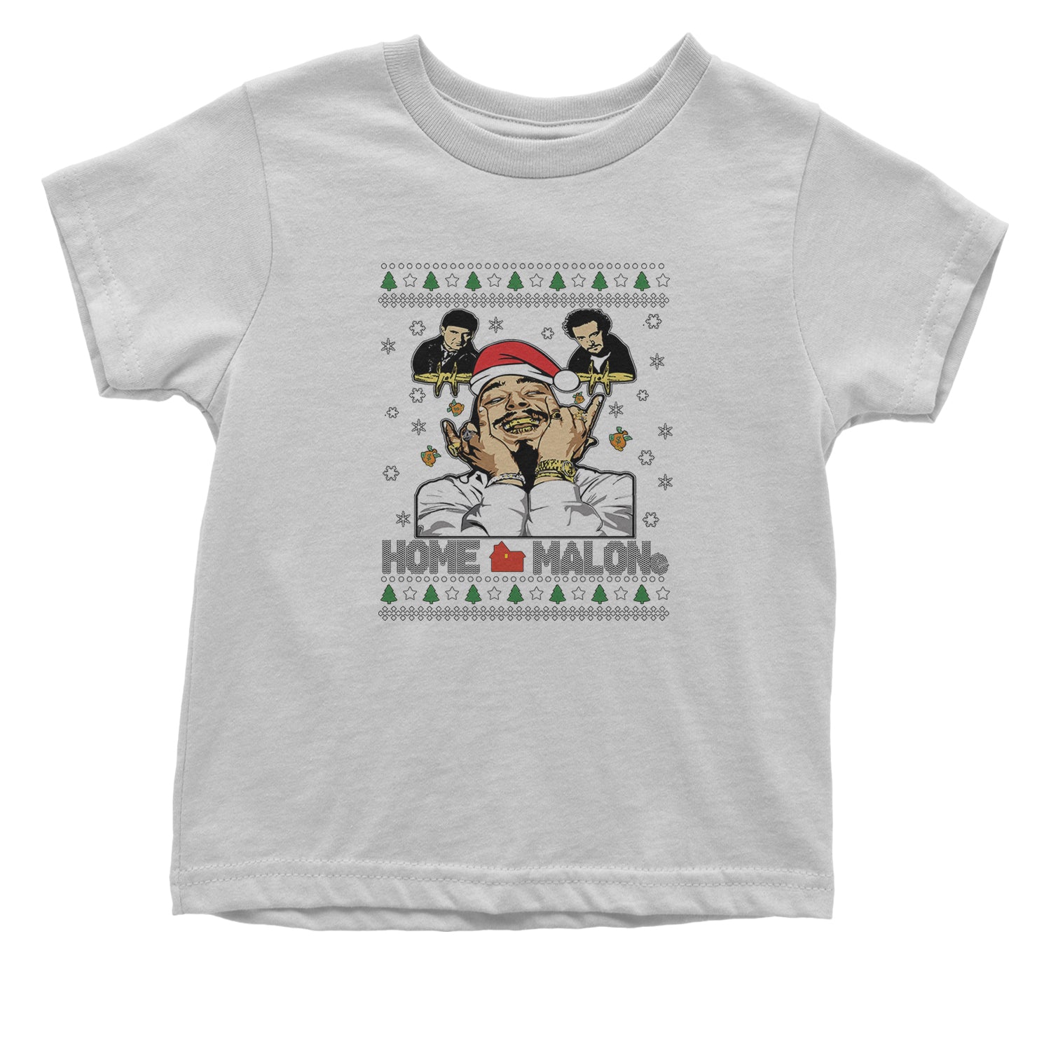 Home Malone Ugly Christmas Infant One-Piece Romper Bodysuit and Toddler T-shirt White