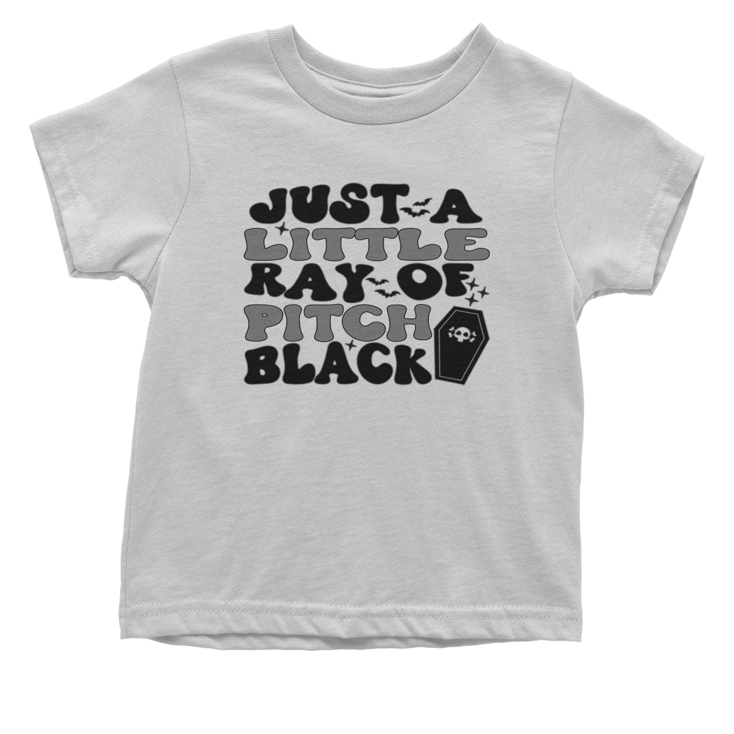 Just A Little Ray of Pitch Black Infant One-Piece Romper Bodysuit and Toddler T-shirt White