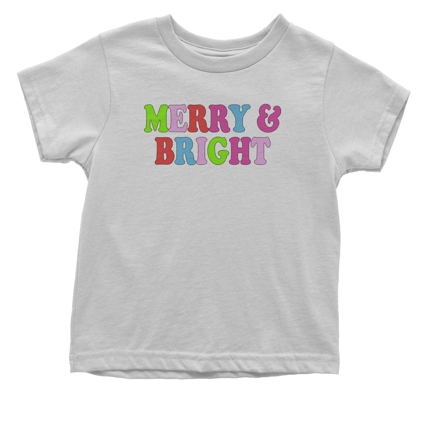 Merry and Bright Festive Christmas Holiday Infant One-Piece Romper Bodysuit and Toddler T-shirt White