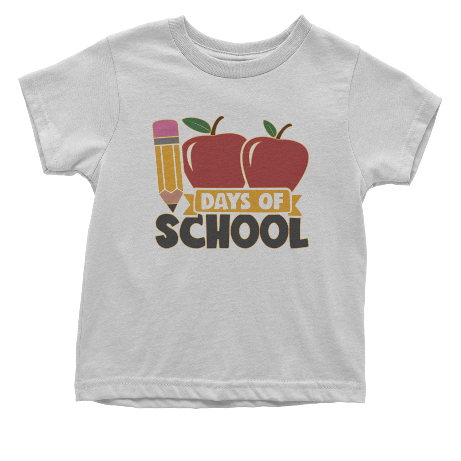 100 Days Of School Apple Pencil Infant One-Piece Romper Bodysuit and Toddler T-shirt White