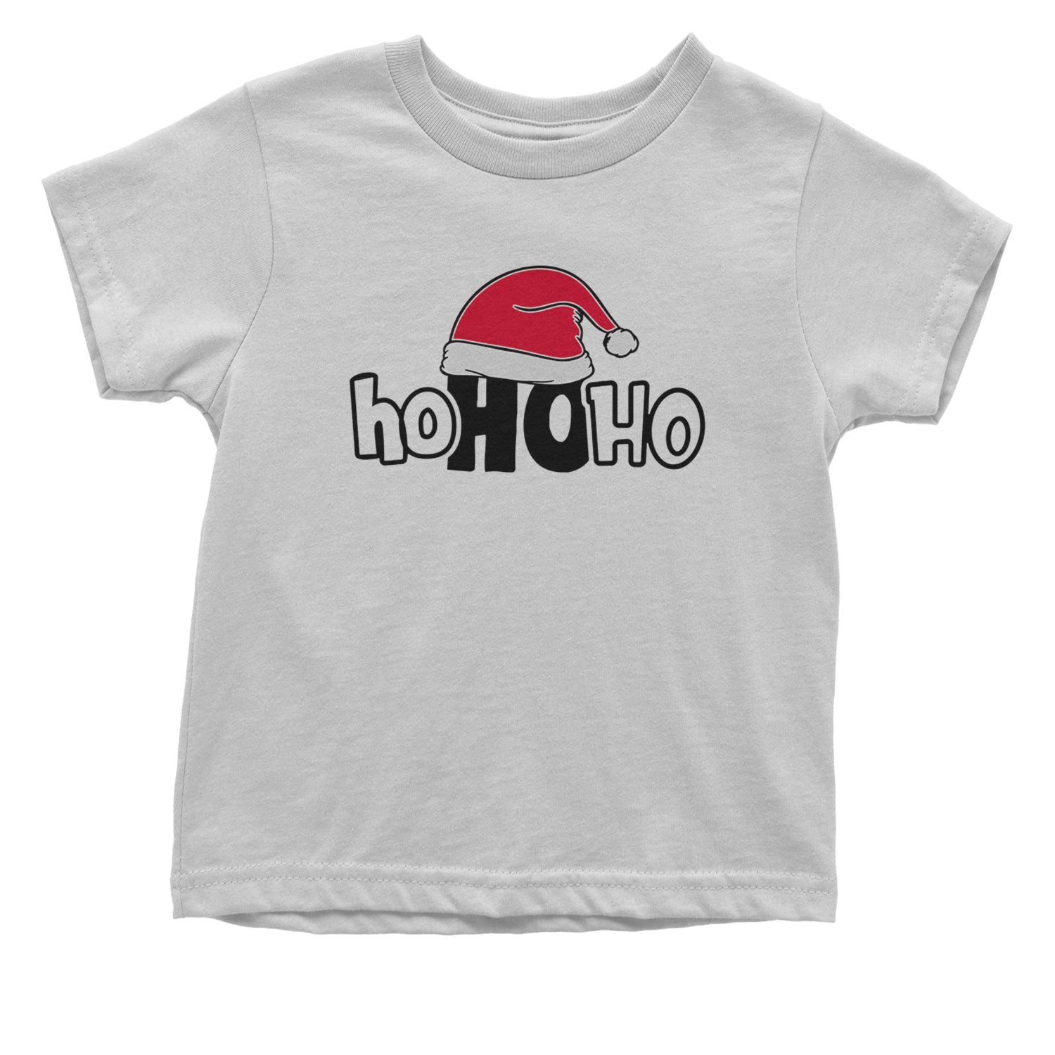 Ho Ho Ho Santa Christmas Hat Infant One-Piece Romper Bodysuit and Toddler T-shirt White