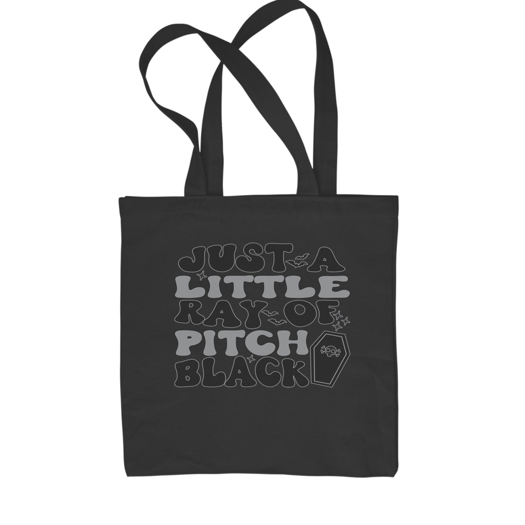 Classic Cotton Canvas Tote with "Just a Little Ray of Pitch Black" text, bats, and a coffin graphic