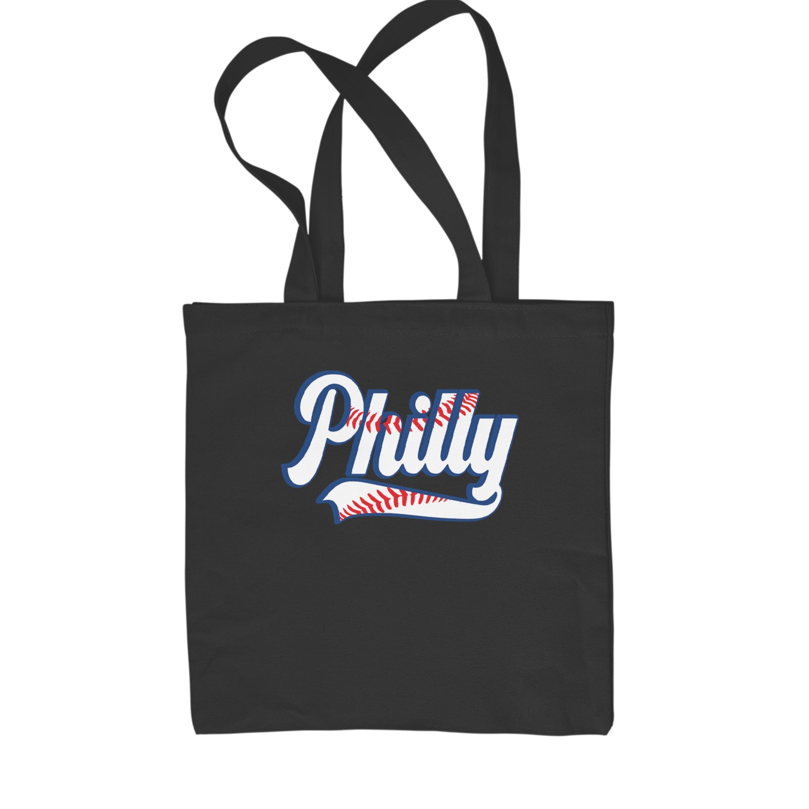 Philly Baseball Stitching Shopping Tote Bag Black