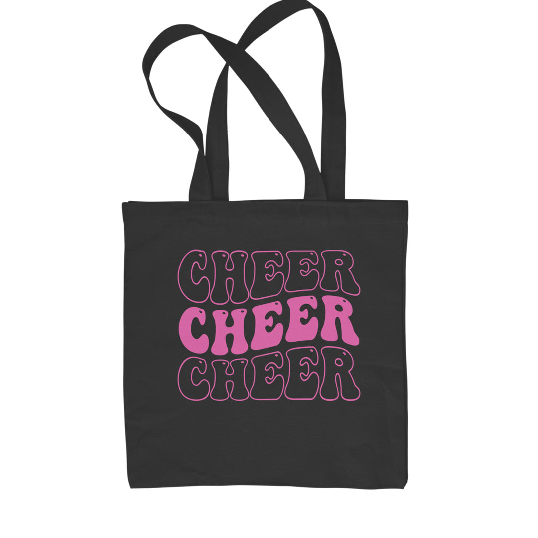 Cheer Cheer Cheer chant-style colorful artwork on Classic Cotton Canvas Tote, flat 15 by 16 inch with reinforced cotton web handles