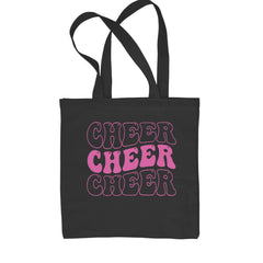 Cheer Cheer Cheer chant-style colorful artwork on Classic Cotton Canvas Tote, flat 15 by 16 inch with reinforced cotton web handles