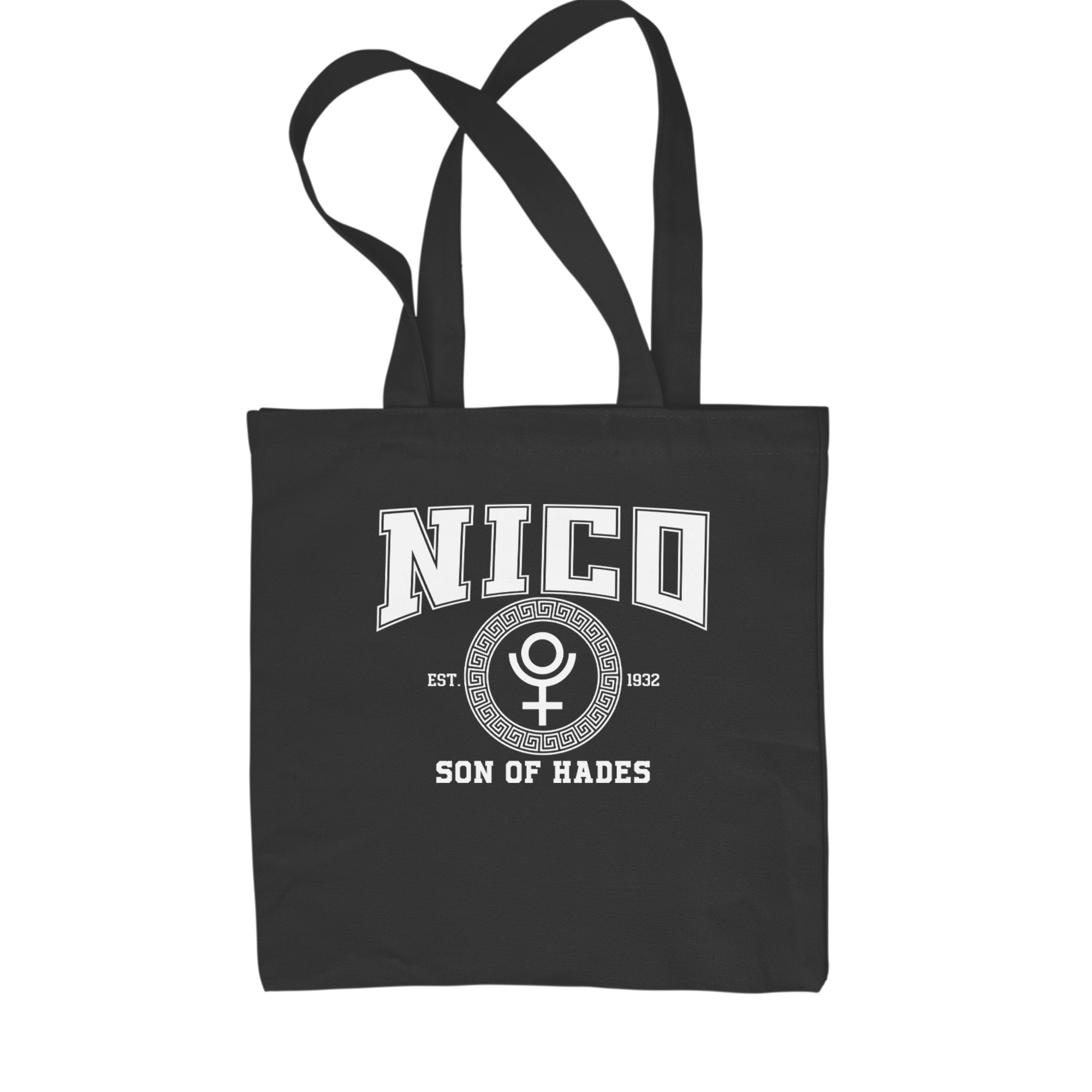 Nico Son of Hades Underworld Crest Shopping Tote Bag Black