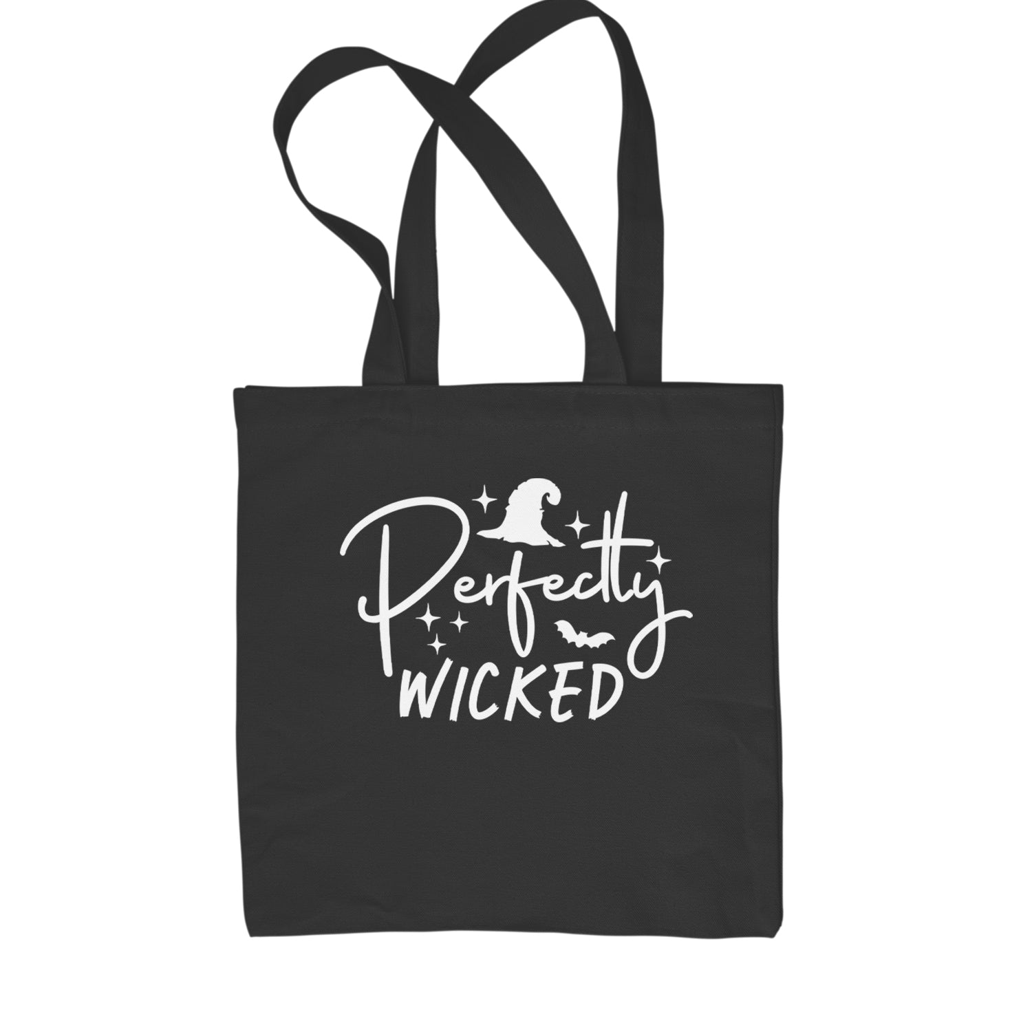 Perfectly Wicked Witchy Halloween Shopping Tote Bag Black