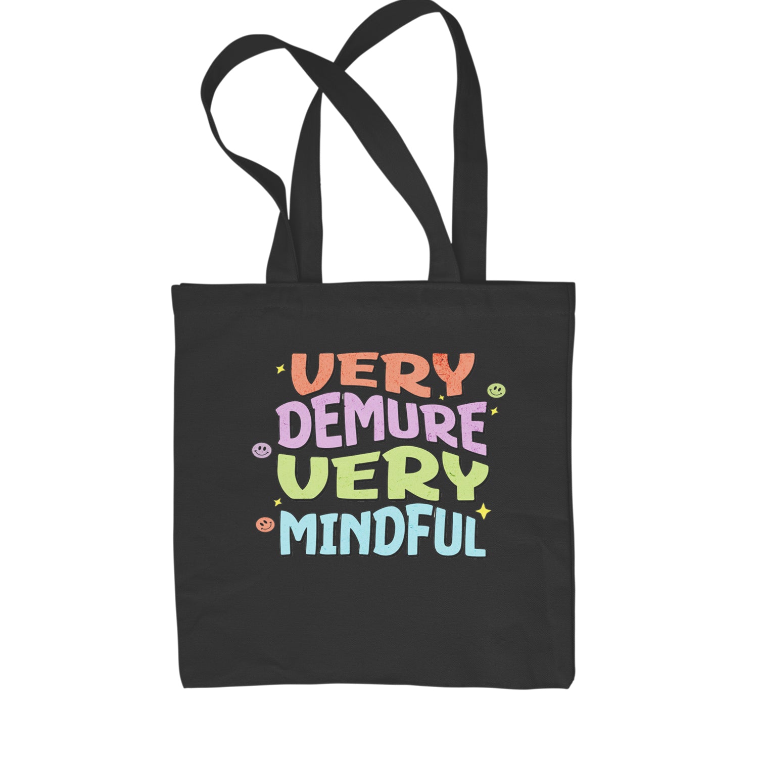 Very Demure, Very Mindful Shopping Tote Bag Black