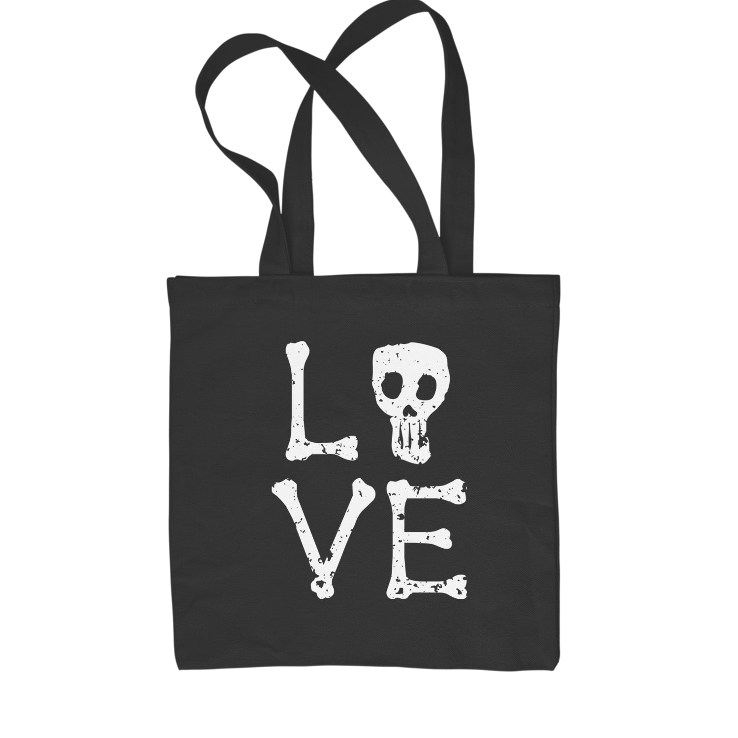 Love Skeleton Bones Shopping Tote Bag Black