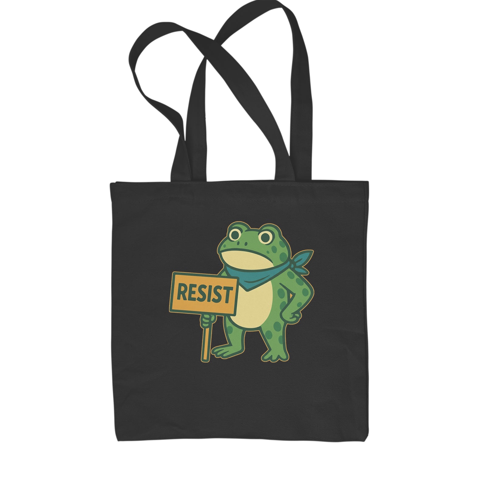 Sign Resist Meme Frog Protest Shopping Tote Bag Black