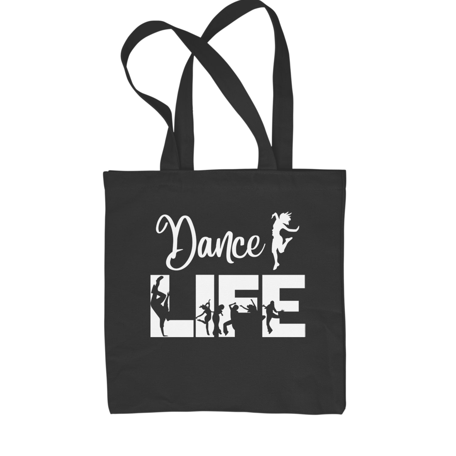 Dance Life Silhouette Dancers Shopping Tote Bag Black