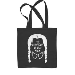 On Wednesdays, We Wear Black Shopping Tote Bag Black