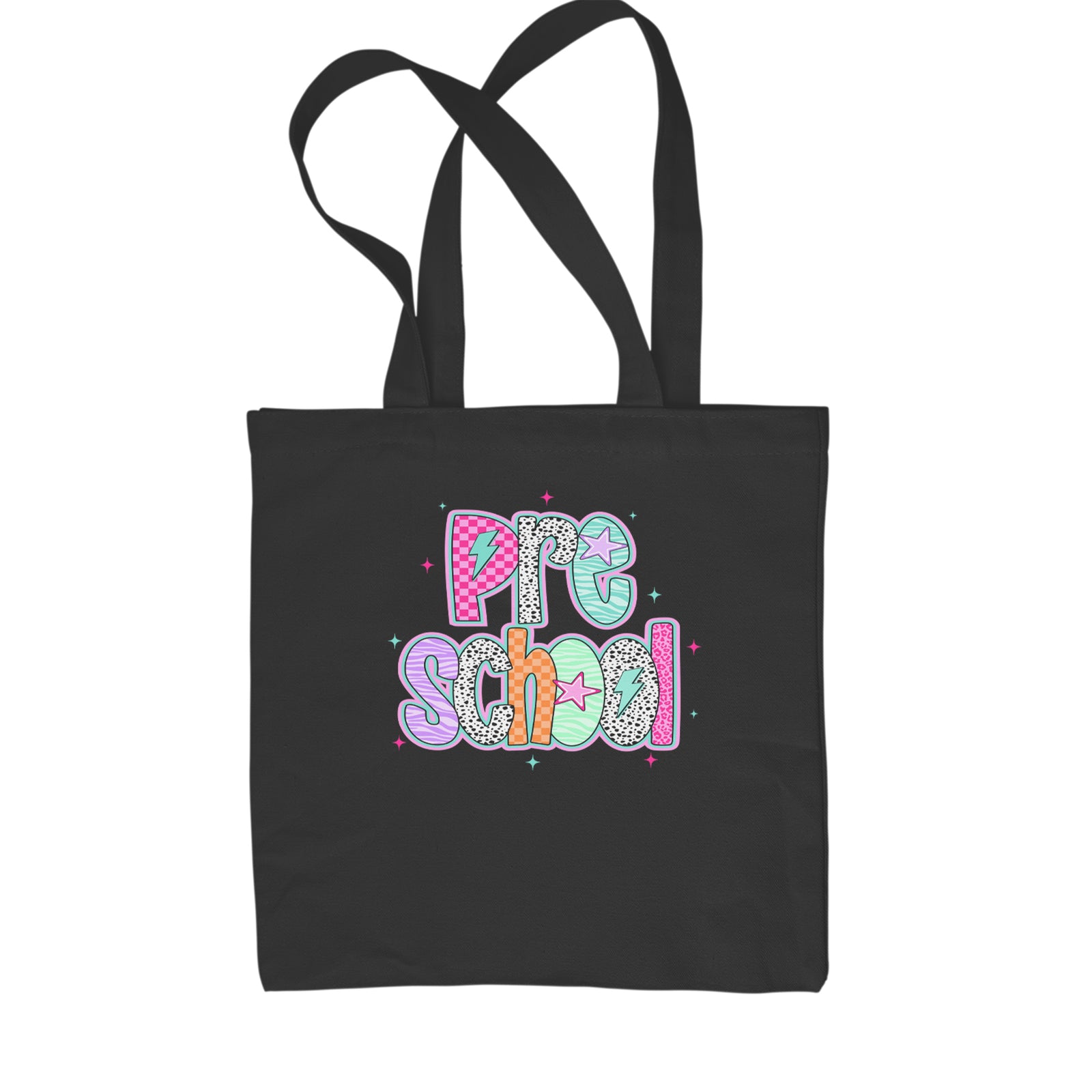 Preschool Power Colorful Back to School Shopping Tote Bag Black