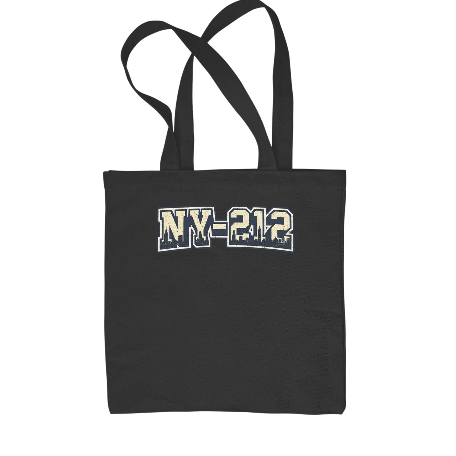 New York City 212 Area Code Skyline  Shopping Tote Bag Black
