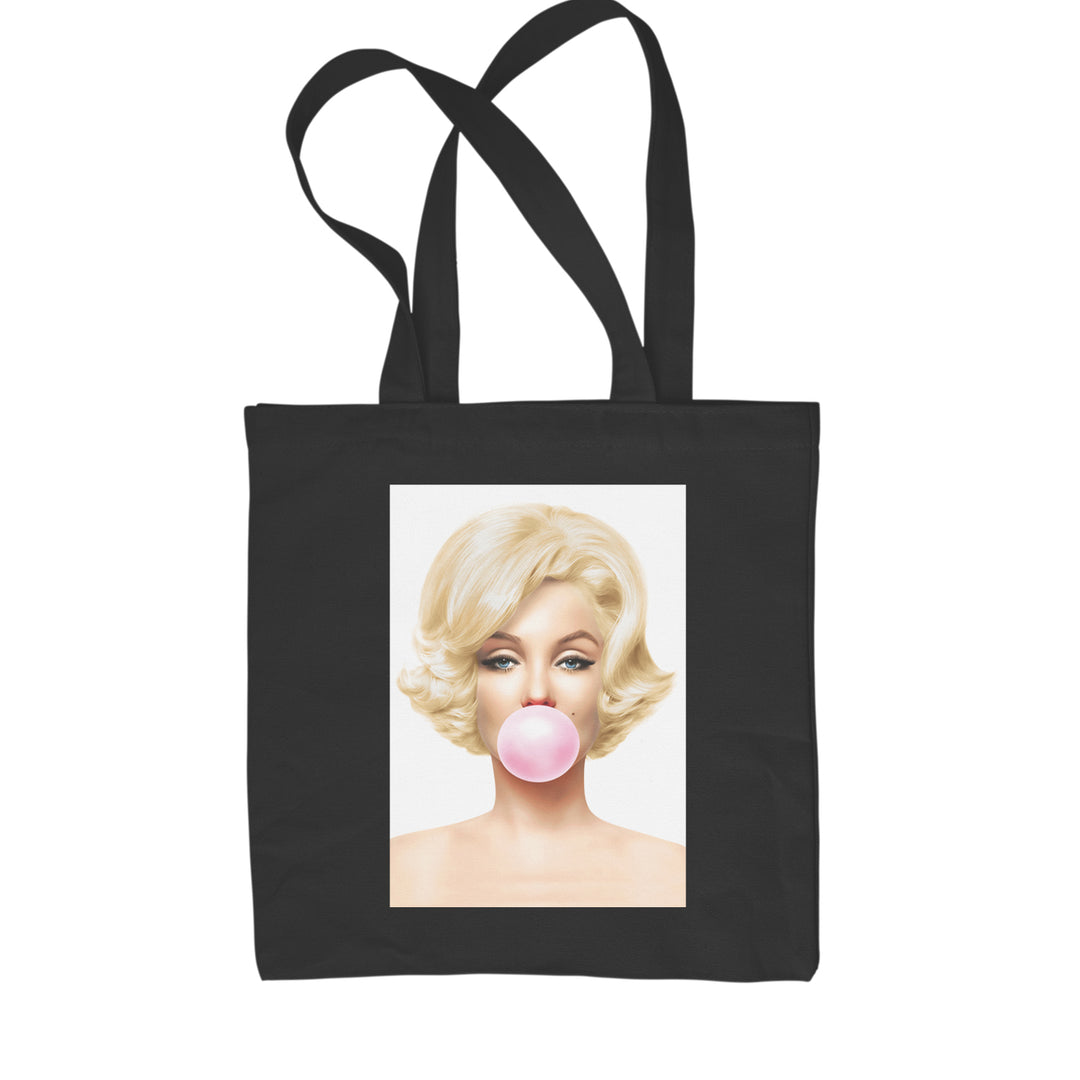 Ms. Monroe Pink Bubble Gum American Icon Shopping Tote Bag Black