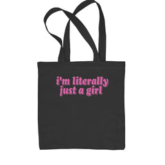 Classic Cotton Canvas Tote with bright pink bubble-letter statement on a soft pink background