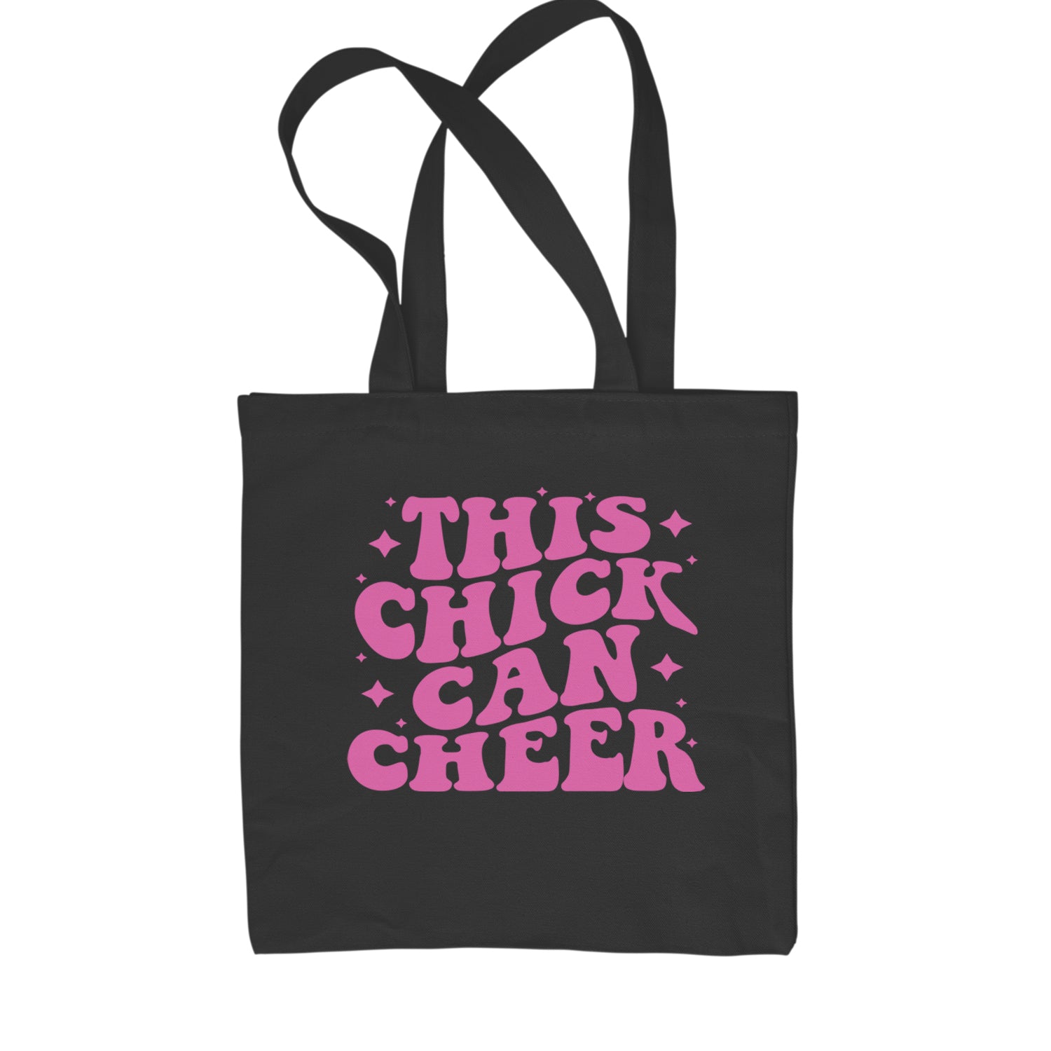 This Chick Can Cheer Shopping Tote Bag Black