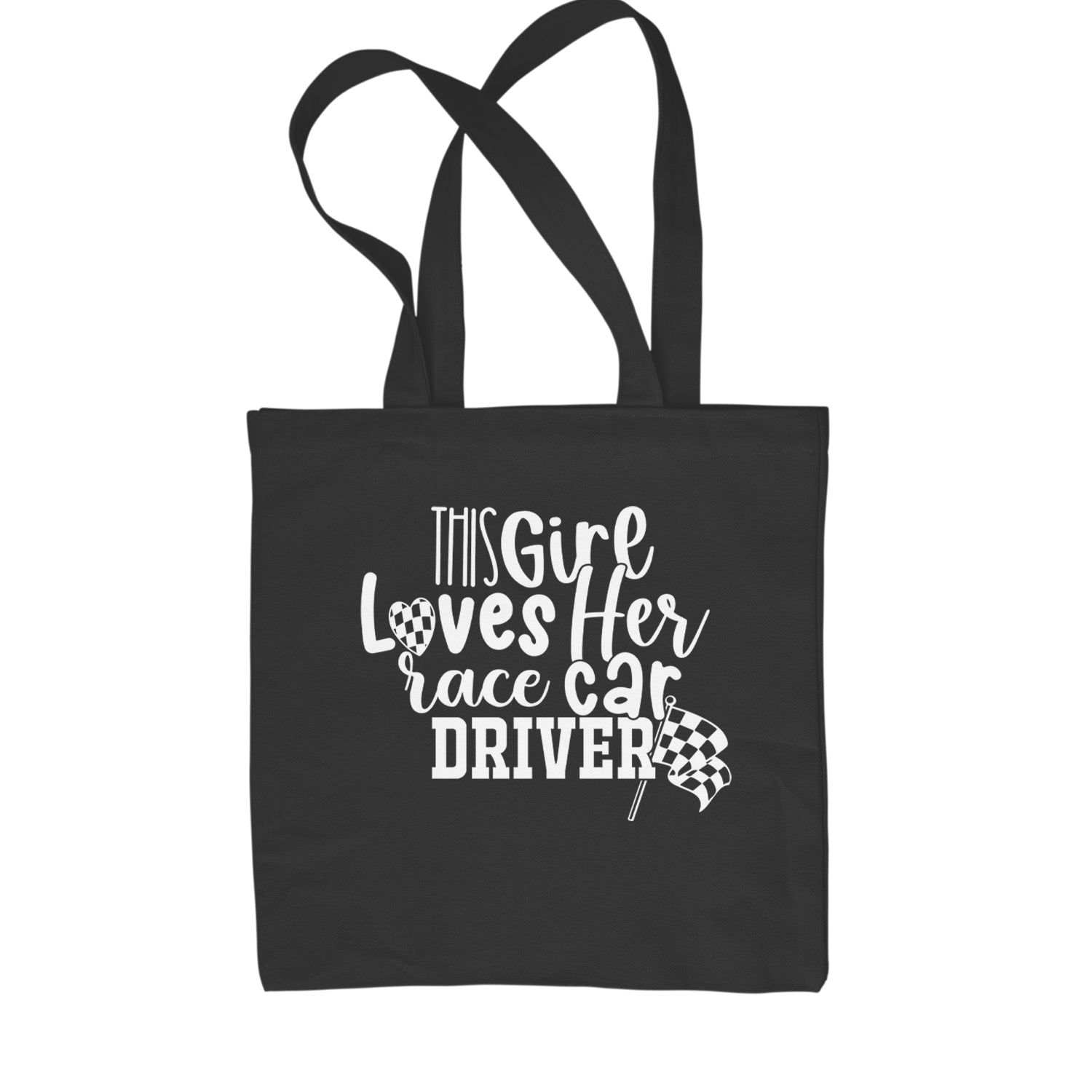 This Girl Loves Her Racecar Driver Shopping Tote Bag Black