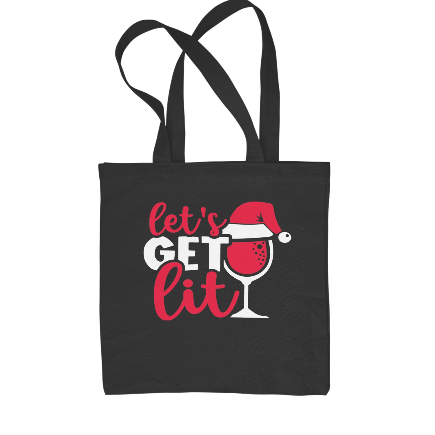 Let’s Get Lit Shopping Tote Bag Black