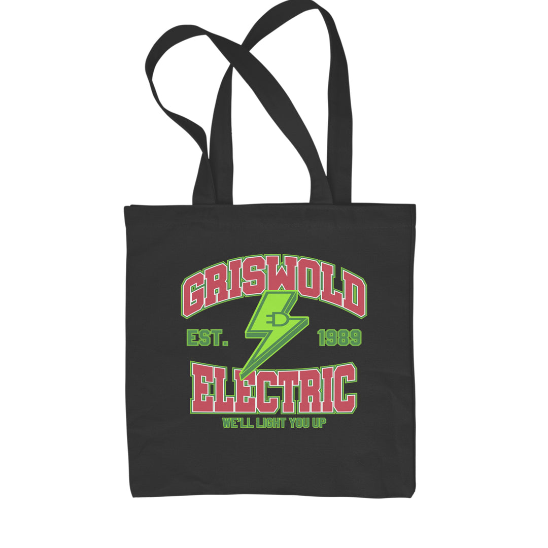 Griswold Electric We'll Light You Up artwork on Classic Cotton Canvas Tote, flat 15 by 16 inch 12 oz cotton canvas bag