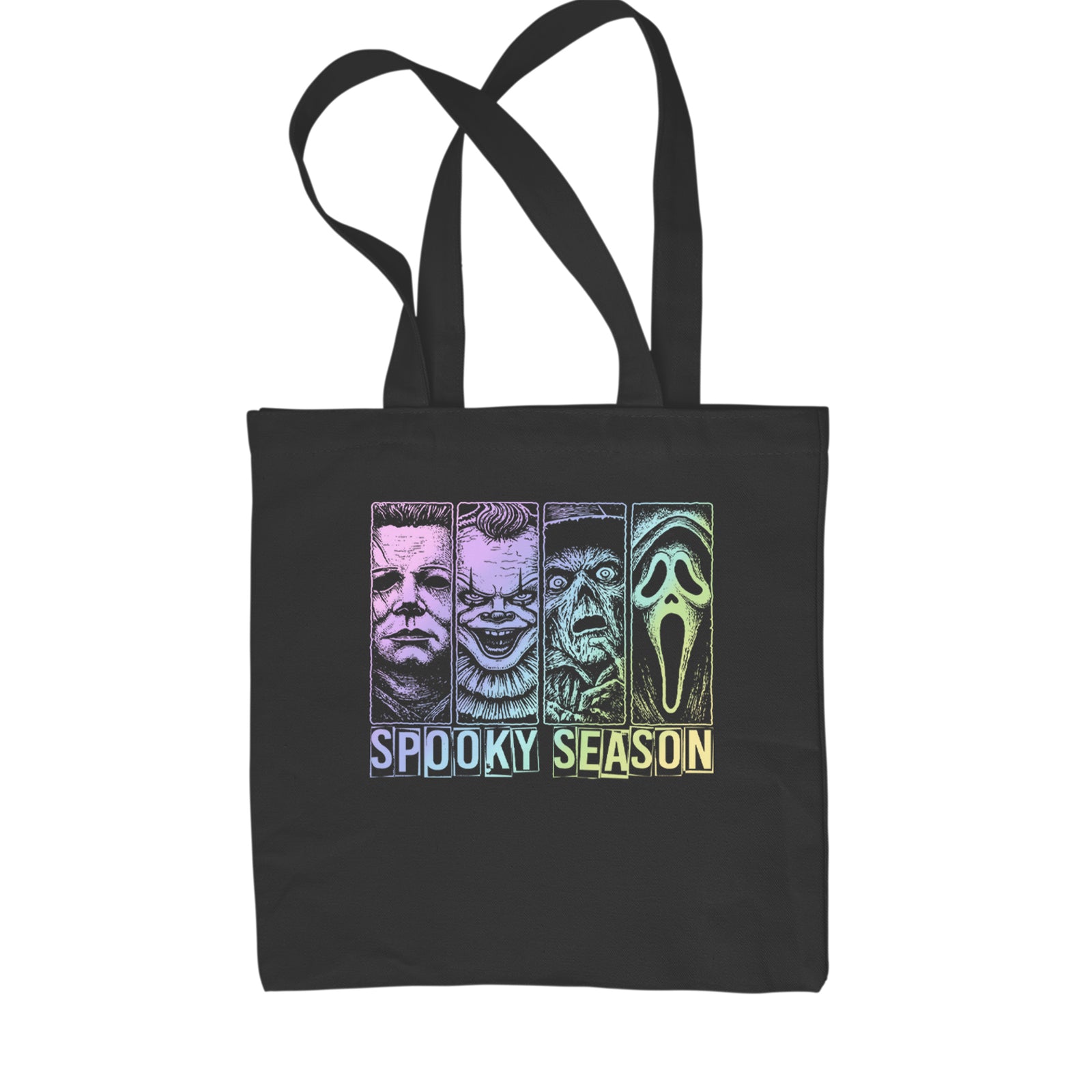 Spooky Season Horror Icons Halloween Shopping Tote Bag Black