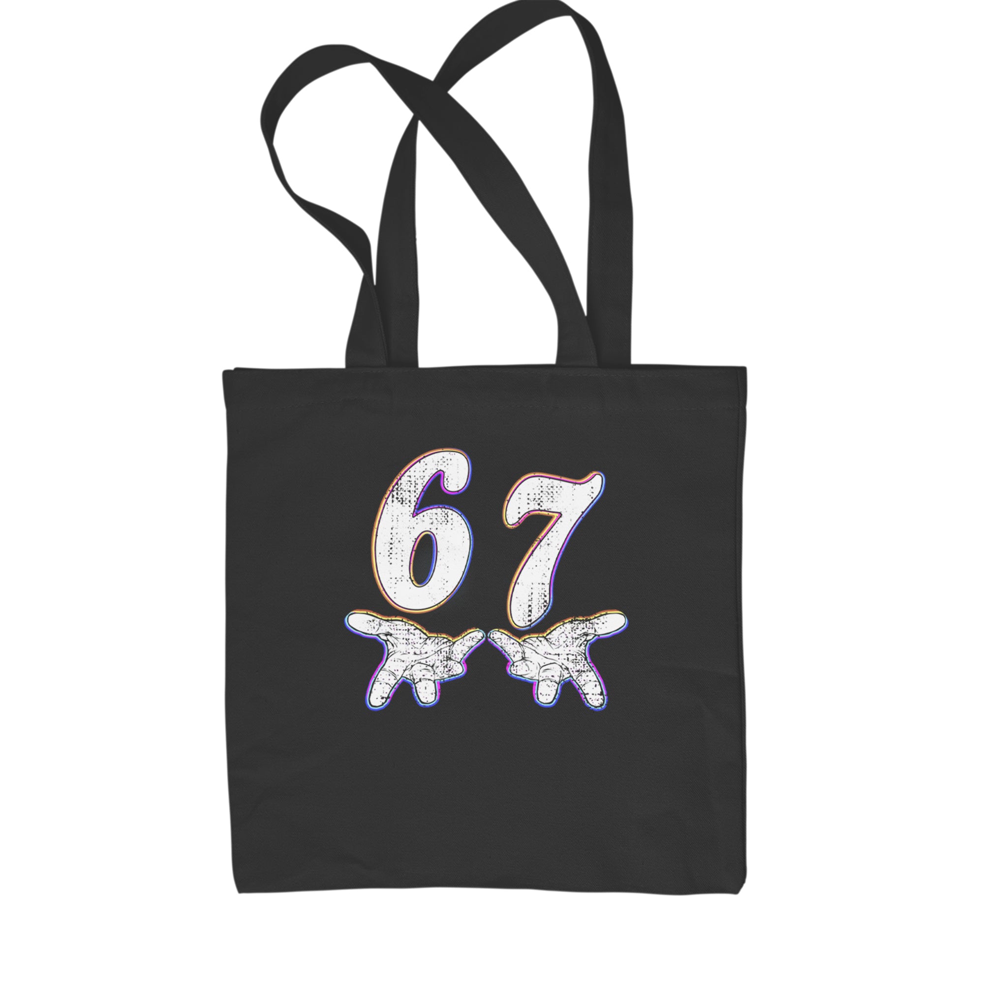 67 Hands Meme Viral Drill Shopping Tote Bag Black