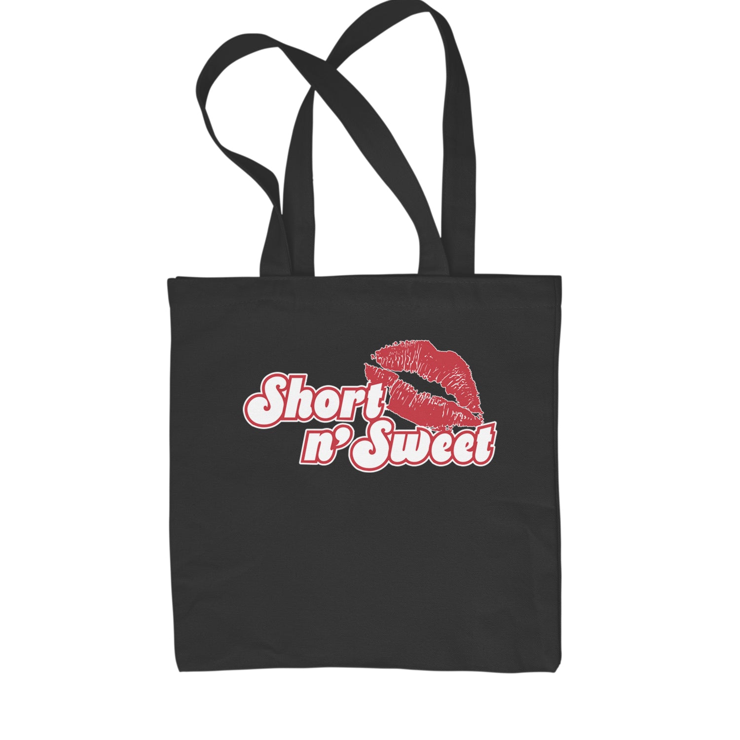 Short N' Sweet Red Lips Shopping Tote Bag Black