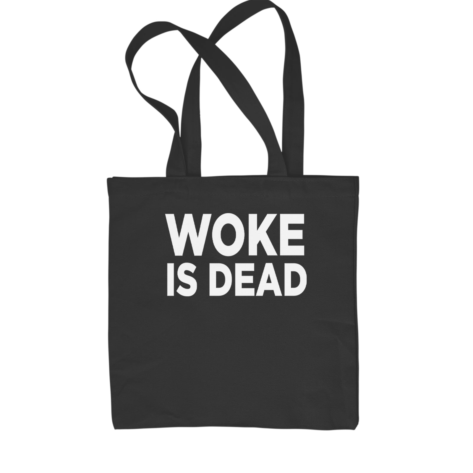 Woke Is Dead Satire Shopping Tote Bag Black