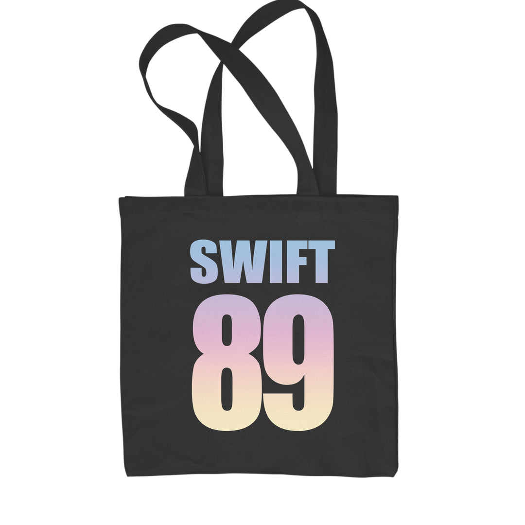 Classic Cotton Canvas Tote with bold "SWIFT 89" lettering on a dreamy pastel cloud background
