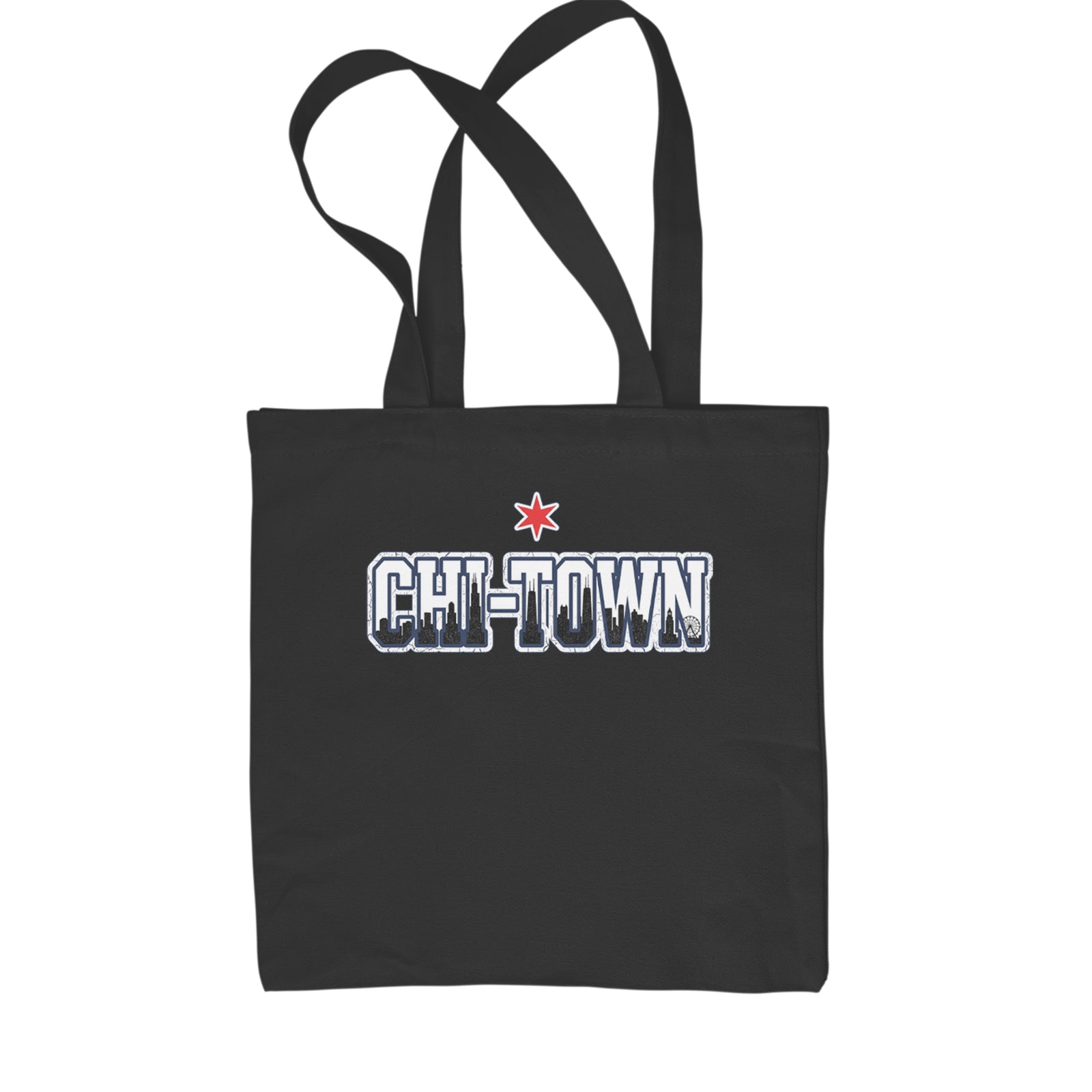 Chicago Chi-Town City Pride Shopping Tote Bag Black