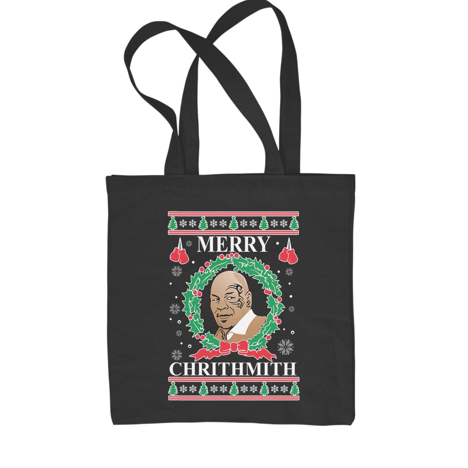 Merry Chrithmith Ugly Christmas Shopping Tote Bag Black