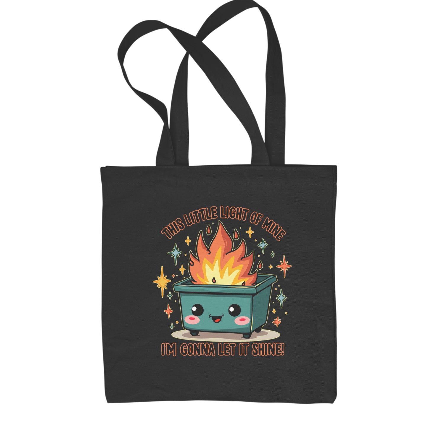 This Little Light of Mine Dumpster Fire Smile Face Shopping Tote Bag Black