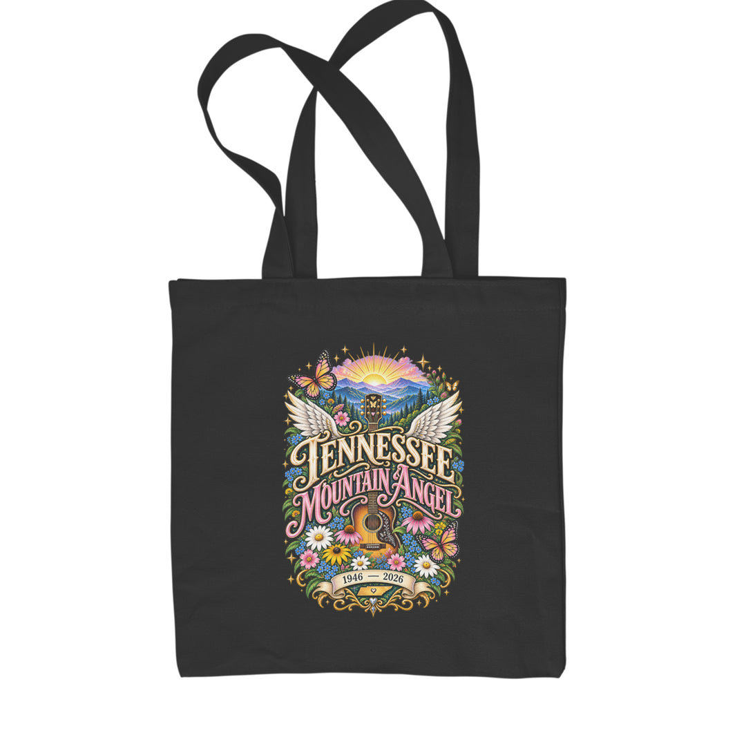 Tennessee Mountain Angel Wings Dolly Shopping Tote Bag Black