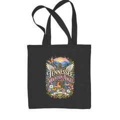 Tennessee Mountain Angel Wings Dolly Shopping Tote Bag Black