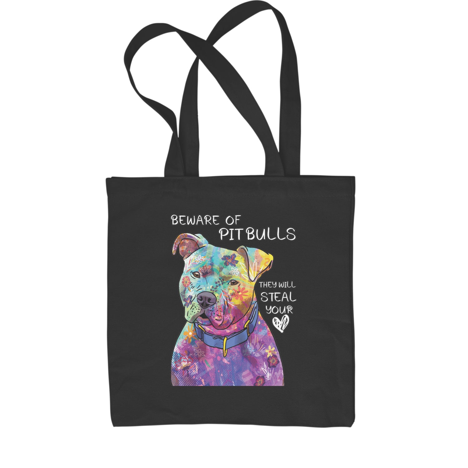 Beware Of Pit Bulls, They Will Steal Your Heart  Shopping Tote Bag Black