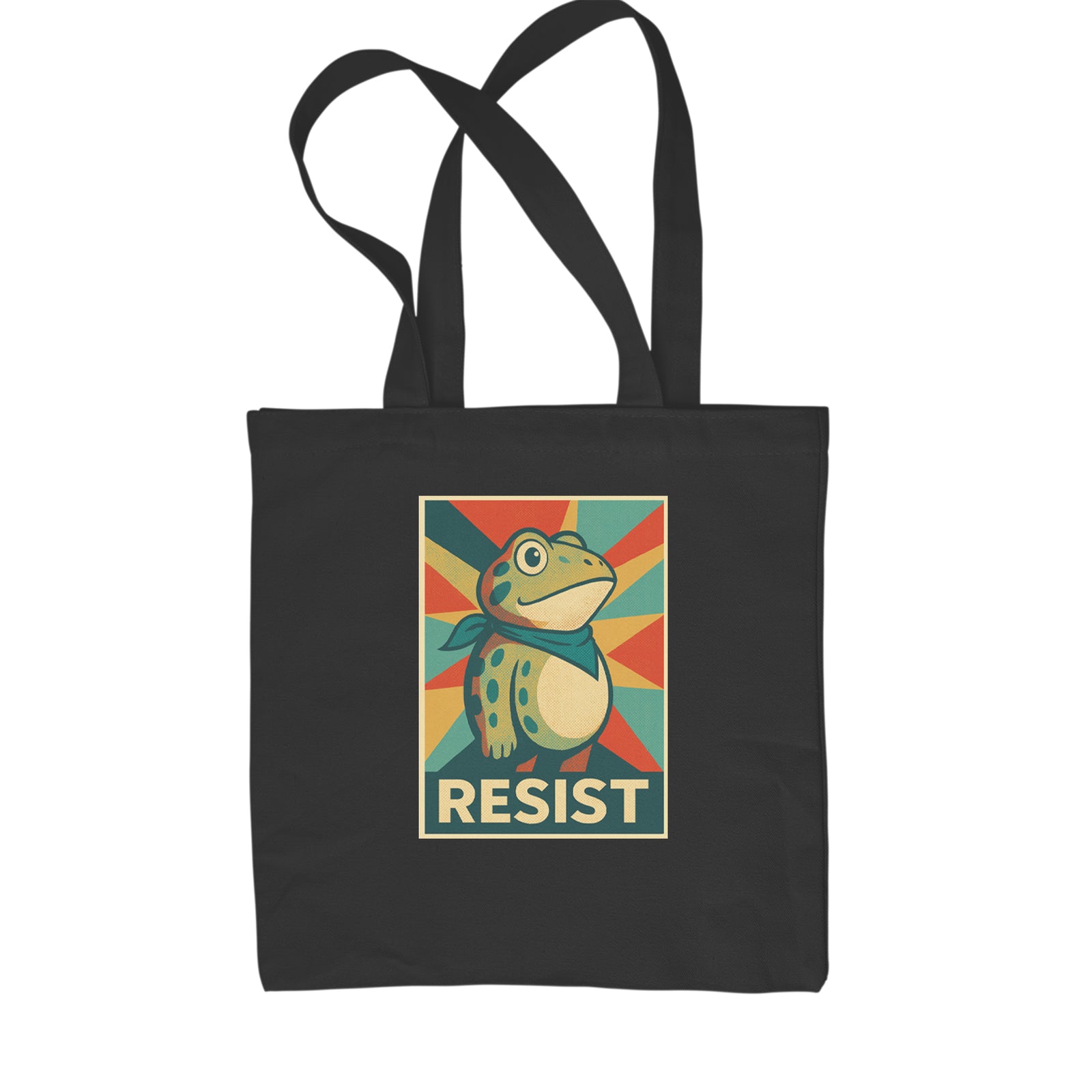 Resist Portland Protest Frog Shopping Tote Bag Black