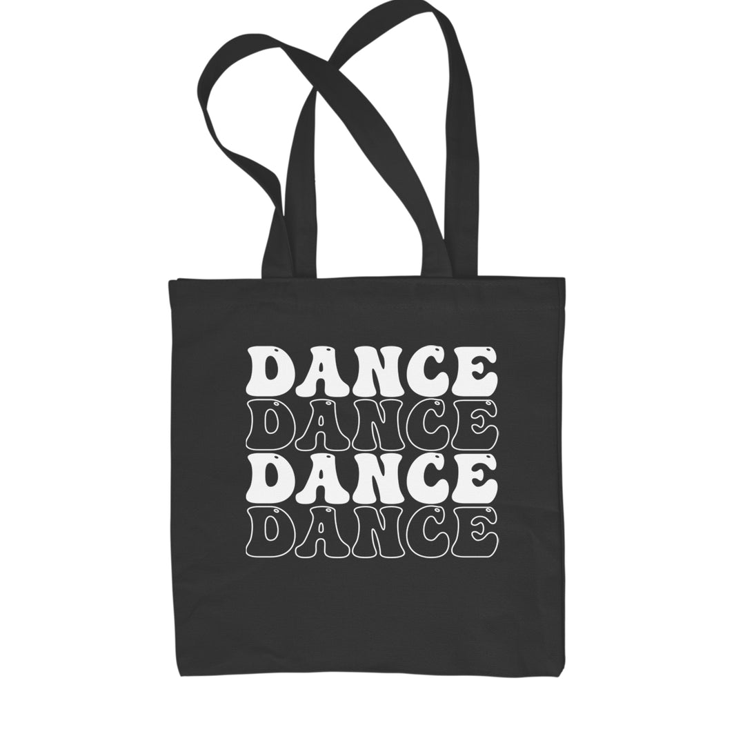 Classic Cotton Canvas Tote with stacked retro bubbly "DANCE" text repeated four times