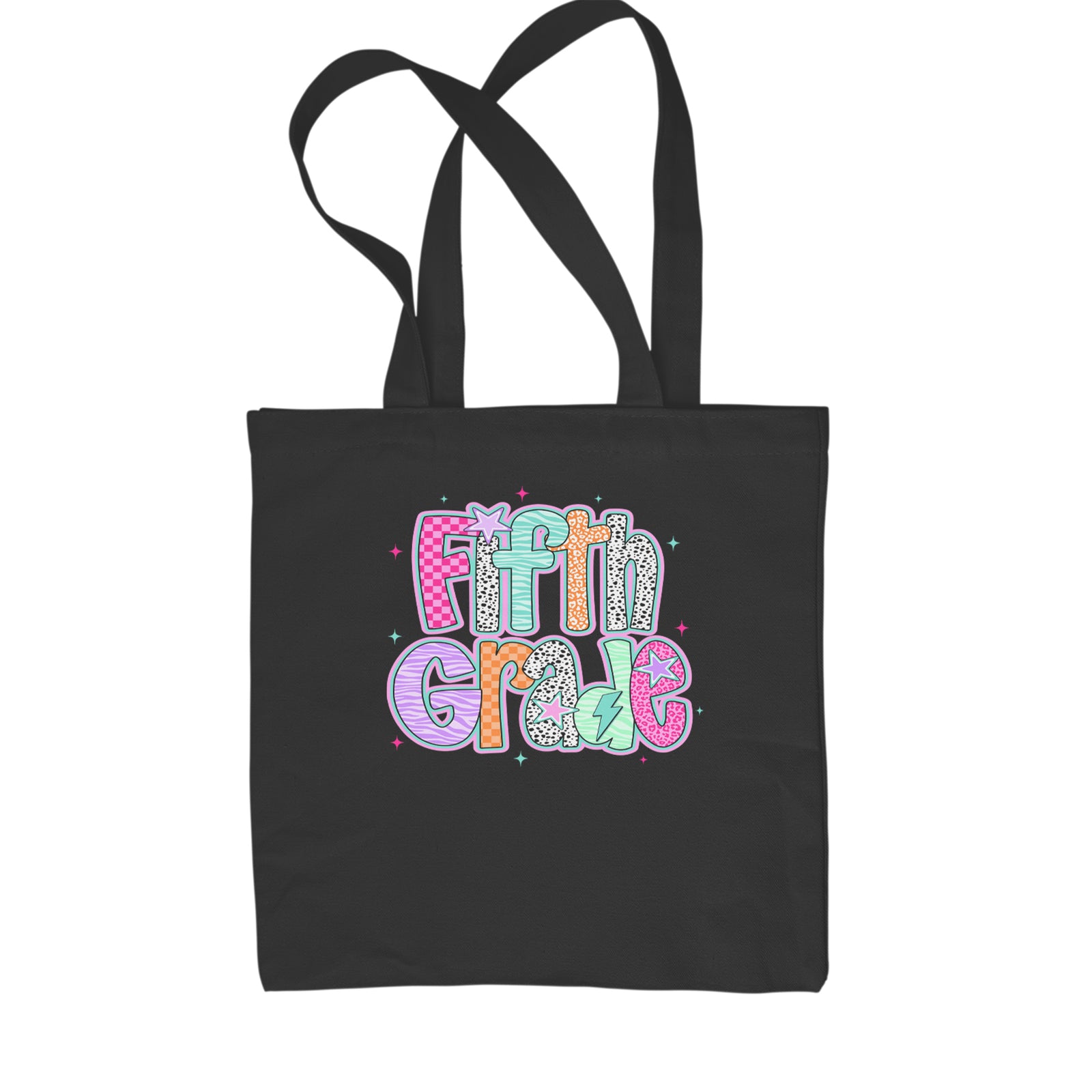 Fifth Grade Fly Colorful Back to School Shopping Tote Bag Black