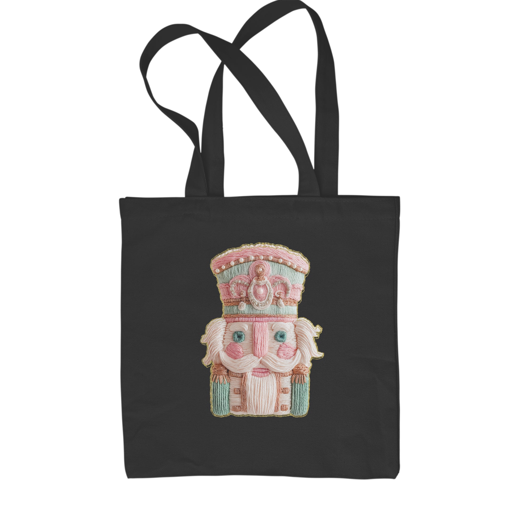 Vintage Nutcracker Embroidery Art Soft Cottagecore Shopping Tote Bag Sky Blue
